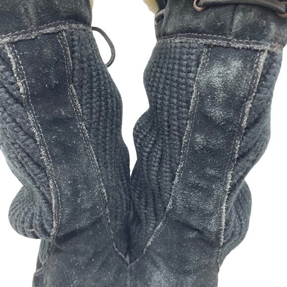 UGG Suburb Black Crochet and Suede Boots Size 6 - Picture 10 of 12